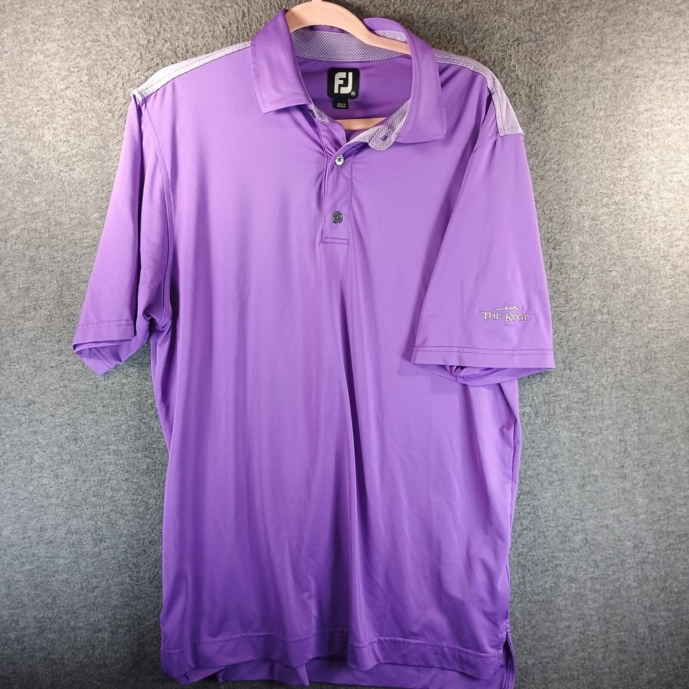 FootJoy Golf Shirt Polo Mens Medium Purple ‎ Performance Logo The Ridge